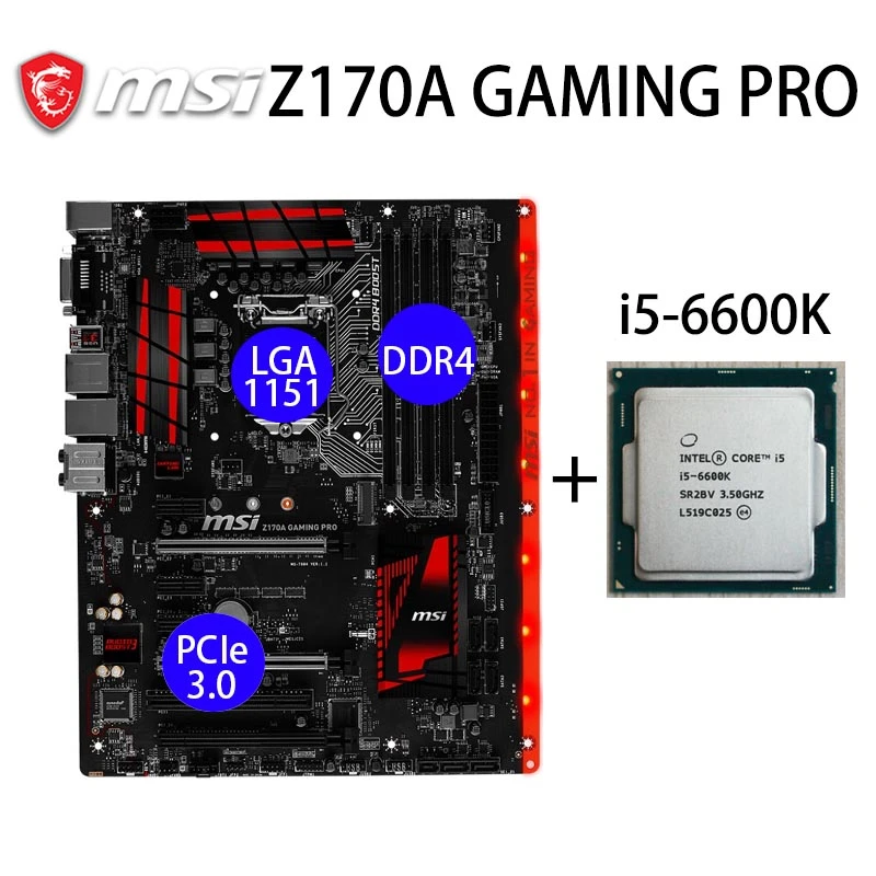 Lga 1151 Msi Z170a Gaming Pro Motherboard Cpu I5 6600k Motherboard Set Ddr4 64gb Pci E 3 0 Dvi Z170 Placa Mae 1151 Used Motherboards Aliexpress Lga 1151 Msi Z170a Gaming Pro Motherboard Cpu I5 6600k Motherboard Set Ddr4 64gb Pci E 3 0 Dvi Z170 Placa Mae 1151 Used Motherboards Aliexpress