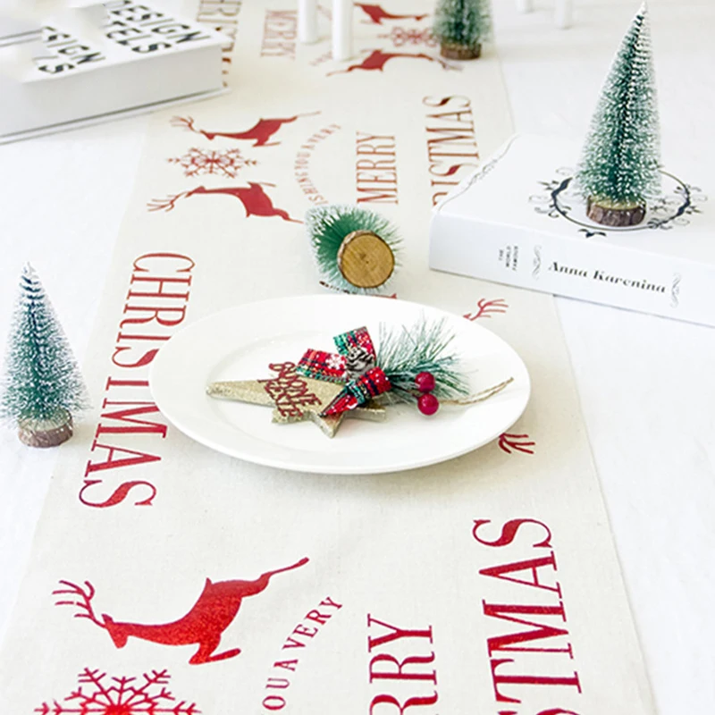 

Christmas Print Table Runners Xmas Decoration For Home New Year Table Decorations Long Tablecloth Table Covers