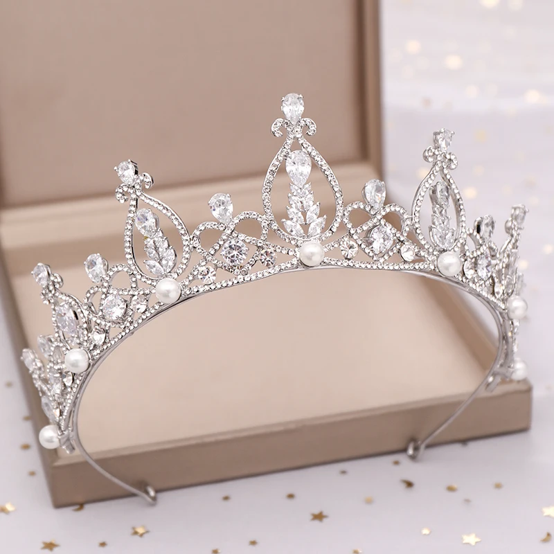 AiliBride жемчуг циркон принцесса свадебная корона свадебная тиара женские украшения для волос тиары и короны свадебная диадема аксессуары для волос