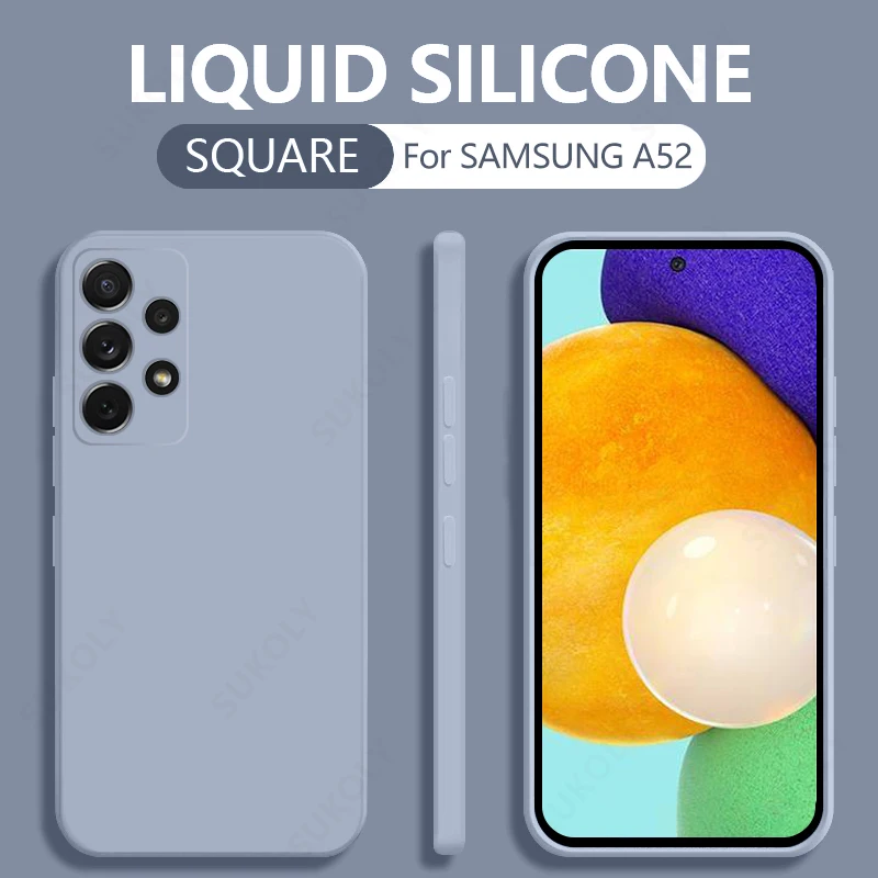 For Samsung A52 5G Liquid Silicone Square Case Lens Protective Matte Cover For Samsung S22 Ultra S20 FE Note 20 A51 A71 A32 A72 best case for samsung Cases For Samsung