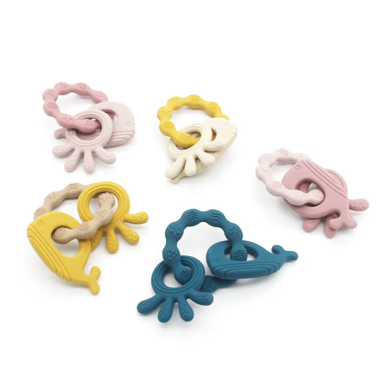 1PC Kawaii Animals Silicone Teether Baby Shower Gifts Pacifier Chain Molar Bracelet  Food Grade Chewing Care Baby Toys