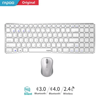 

New Rapoo 9060M Multi-mode Silent Slim Wireless Keyboard Mouse Combos Switch Between Bluetooth & 2.4G Connect Up To 3 Devices