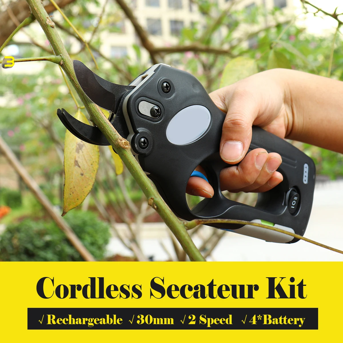 

Wireless Cordless 12V Electric Rechargeable Scissors Pruning Shears Tree Garden Tool branches Pruning Tools w/ 4 Li-ion Battery