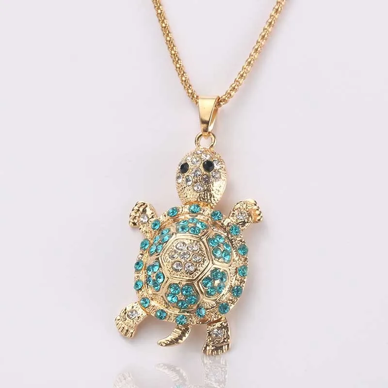 Exquisite Cute Sea Turtle Turtle Multicolor Necklace Pendant Crystal Rhinestone Long Chain Necklace Ms. Gift Jewelry Exquisite Cute Sea Turtle Turtle Multicolor Necklace Pendant Crystal Rhinestone Long Chain Necklace Ms. Gift Jewelry