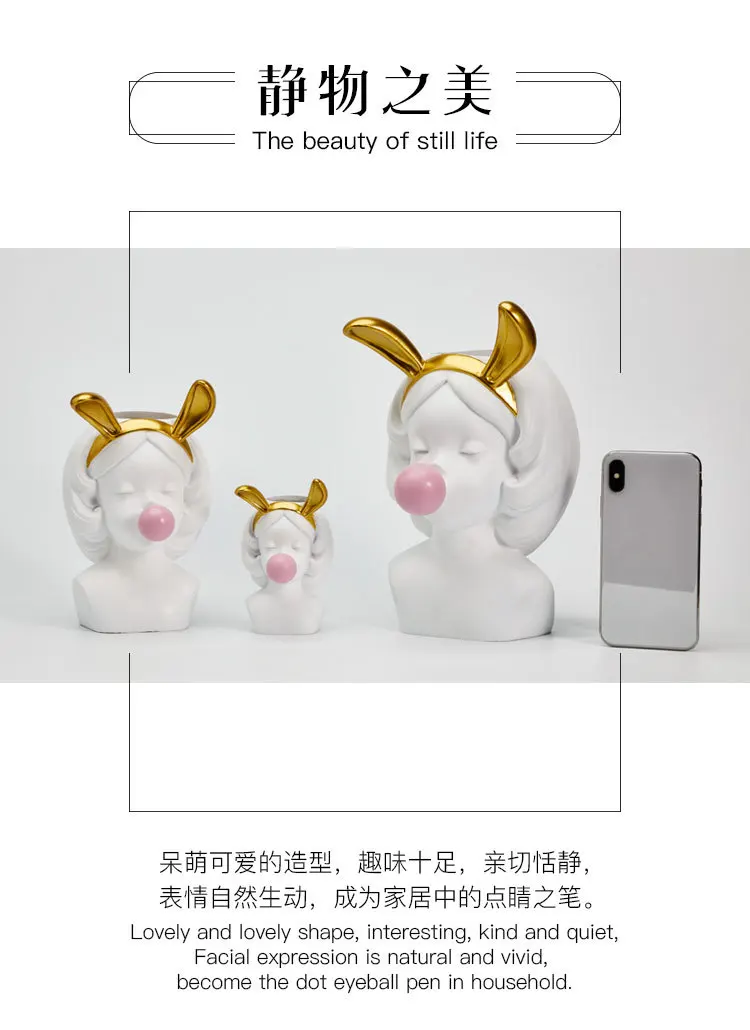 Creative-Nordic-style-Resin-vase-Cute-girl-bubble-gum-Decorative-flower-pot-modern-lovely-Art-decoration YXYT (20)