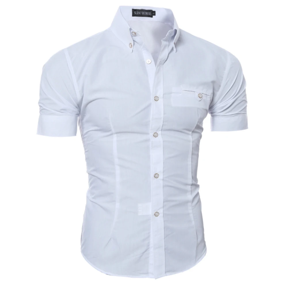 Мужские повседневные рубашки с коротким рукавом, приталенные мужские деловые рубашки, брендовая мужская одежда, Camisas Para Hombre