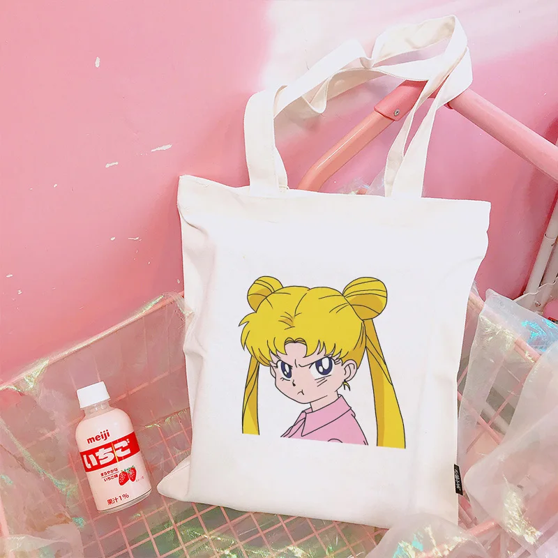 

Japanese Sailor Moon Large Casual Drawstring bags Harajuku Backpack Simple Handbag College Wind Ulzzang Women Bag Cartoon Wallet