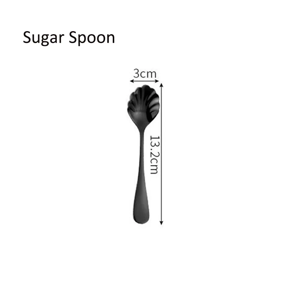 NO5 Sugar Spoon Обеденный из нержавеющей стали вилка Корея красочные десерт пирог вилка длинная ручка Золотой синий черная Вилка Набор для отеля вечерние Прямая - Цвет: NO5 Sugar Spoon
