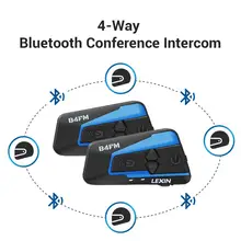 Lexin-Auriculares Bluetooth para casco de motocicleta, intercomunicador con Radio FM para 4 conductores, B4FM