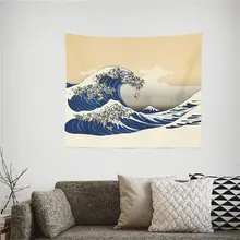 Настенный гобелен в японском стиле с принтом океанских волн