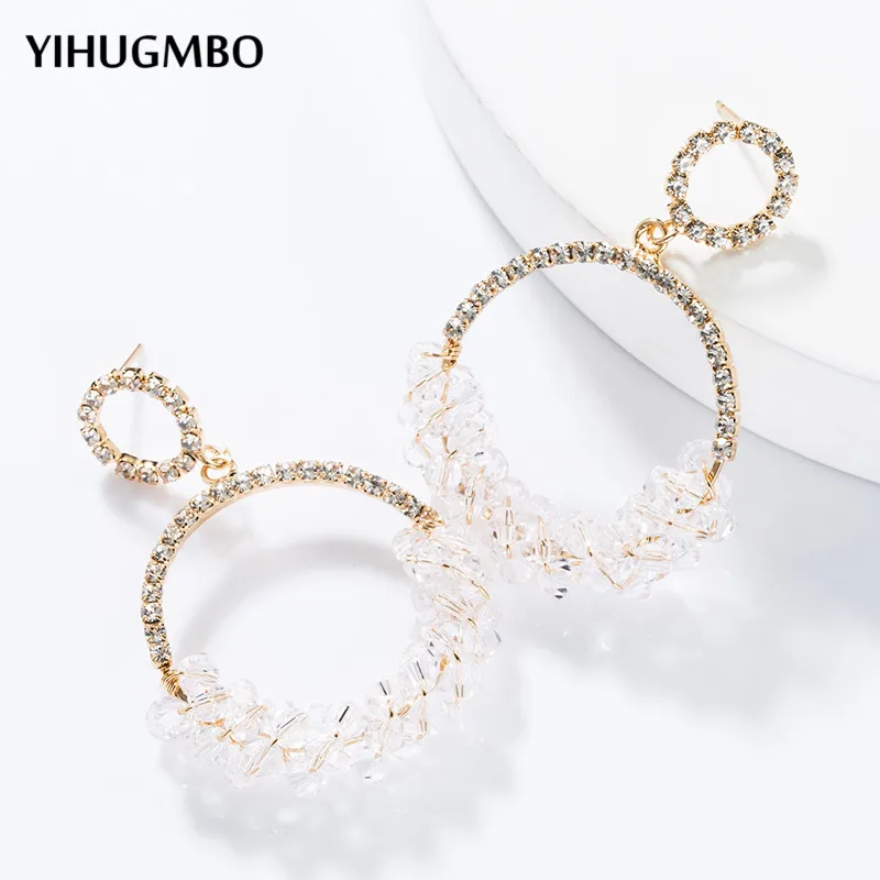 YIHUGMBO роскошные висячие серьги с кристаллами подвески белые розовые ювелирные
