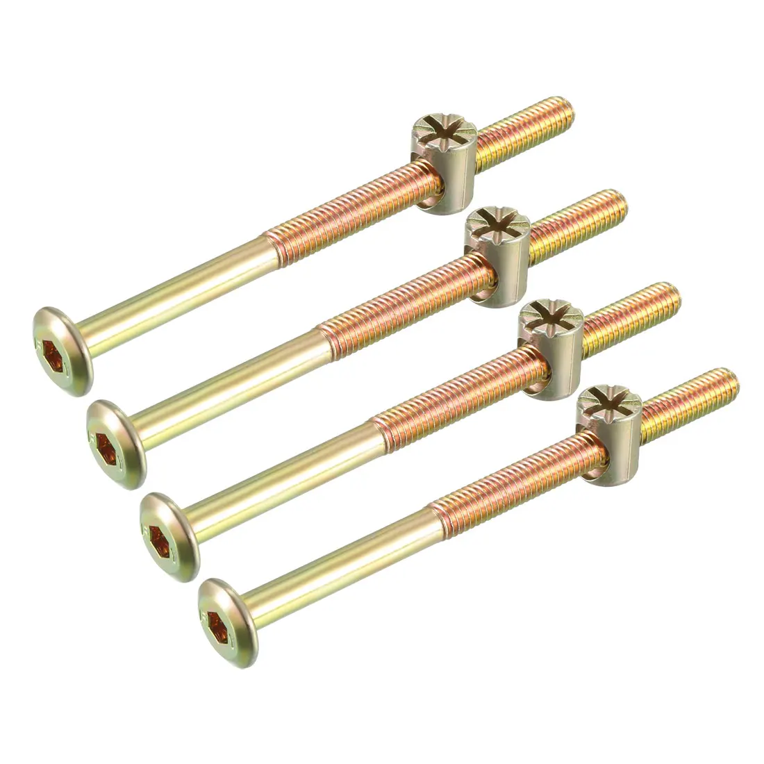 

uxcell M6x90mm Furniture Bolt Nut Set Hex Socket Screw 56.7mm Thread Length with Barrel Nuts Phillips-Slotted 4 Sets