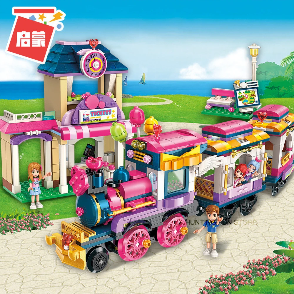 

Qman 2015 happy little train Set Friends Series with Mini figures Educational Building Blocks Toys For Girls DIY Gifts 487PCS