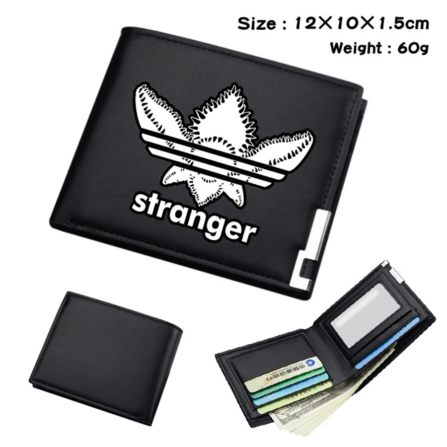 Cute Stranger Things Black PU Wallet Men's Bifold Photo Card Holder Boys Girls Teenager Leather Cosplay Casual Purses Gifts - Цвет: A