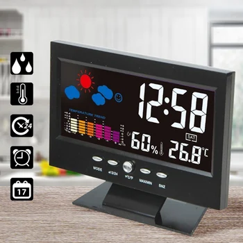 

LCD Digital Thermometer Hygrometer Large Screen Perpetual Calendar Clock Weather Station Desk Clock Temperature Humidity Meter