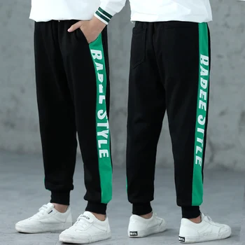 

Boys Pants Kids Casual Pants Spring 2020 Children Korean Side Stripe Letter Pants Big Boy Knitting Long Trousers Clothes 8 To 14