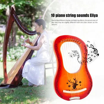 

10 Strings Mahogany Lyre Solid Wooden String Musical Instrument Reindeer Harp Musical Enjoyable Instrument Supplies