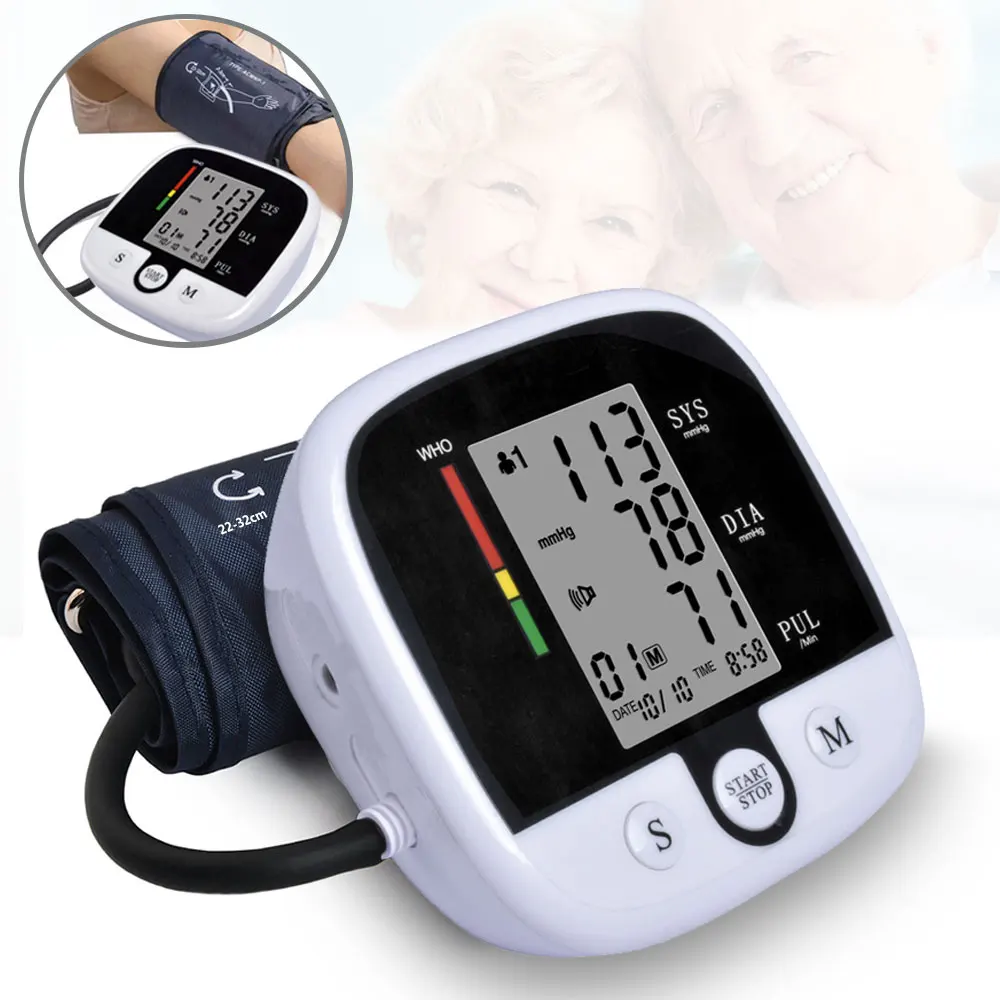 

Electronic Automatic Digital Upper Arm Blood Pressure Monitor Heart Beat Rate Pulse Meter Tonometer Sphygmomanometers Pulsometer