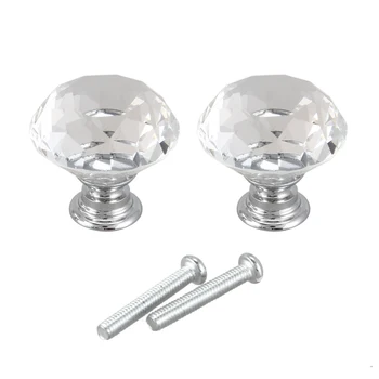 

2 pieces White transparent crystal door handle Crystal Door Handle Buttons Cabinets Drawer Furniture Cabinet handle 30mm Knob tr