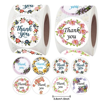 

500pcs 3.8cm Wreath Thank You Stickers Christmas Decoration Gift Saling Label DIY Scrapbooking Stationery Sticker