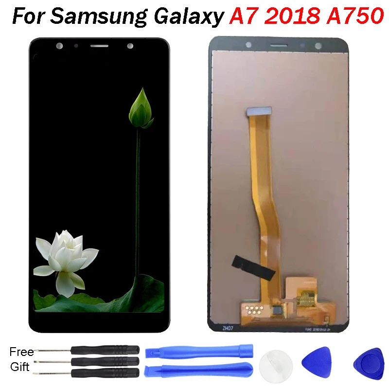 Для samsung Galaxy A7 A750 A750F SM-A750F A750FN A750G ЖК-дисплей Дисплей кодирующий преобразователь сенсорного экрана в сборе бесплатные инструменты A750F Дисплей