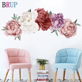 

Large Size Colorful Beautiful Poeny Flowers Wall Stickers for Living Room Wall Decal Baby Nursery Murals Wall Decor Poster