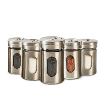 

Kitchen Glass Seasoning Storage Bottles Stainless Steel Jars Toothpick Powder Kitchen Storage Pepper Condiment Tools