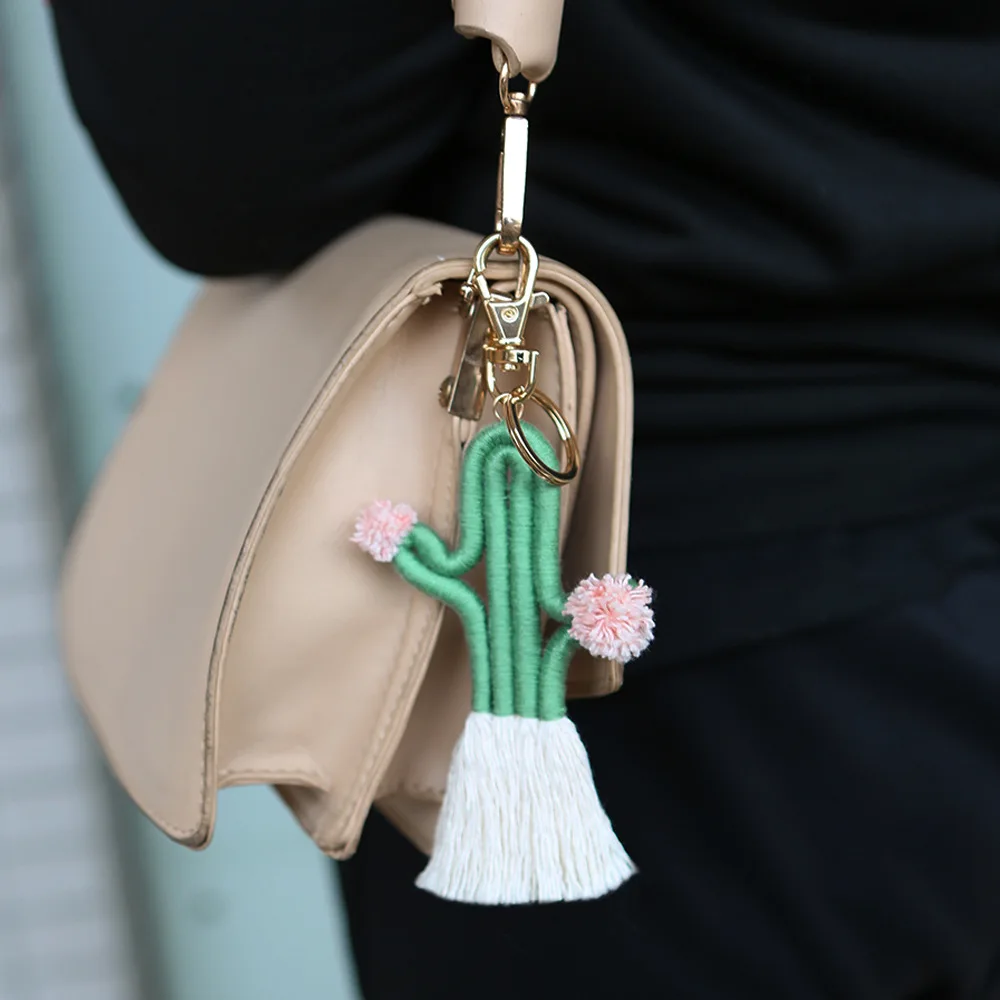 Mini Cactus Key Ring Keychain Keyring Women Bag Charm Pendant Key Chain DZ 