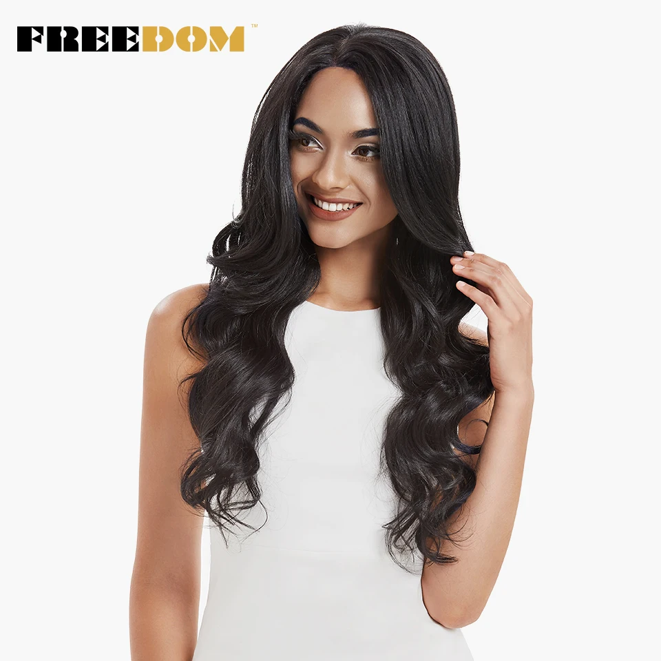 Comprar Pelucas delanteras de encaje sintético libertad 40 pulgadas de cena larga onda Natural profundo Ombre Rubio 613 pelucas de pelo para negro de moda de las mujeres