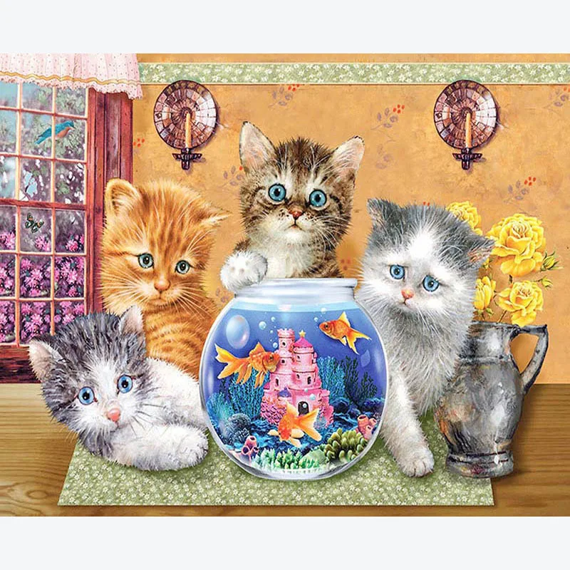 

Animals Set Full Round Cartoon Cats 5D DIY Diamond Painting Art New Arrival Embroidery Crystal Mosaic Cross stitch Adults Gift