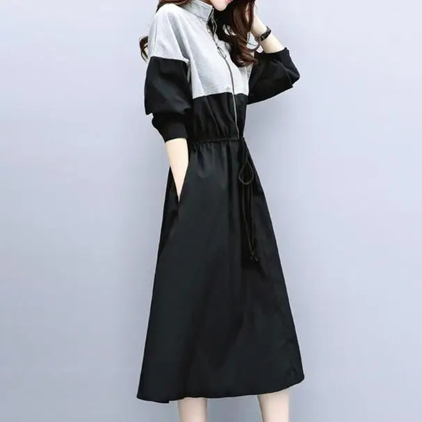 Осеннее лоскутное платье для женщин, рукав летучая мышь, для отдыха, vestido de festa, платье трапециевидной формы, Vestidos robe femme, женская одежда DC118