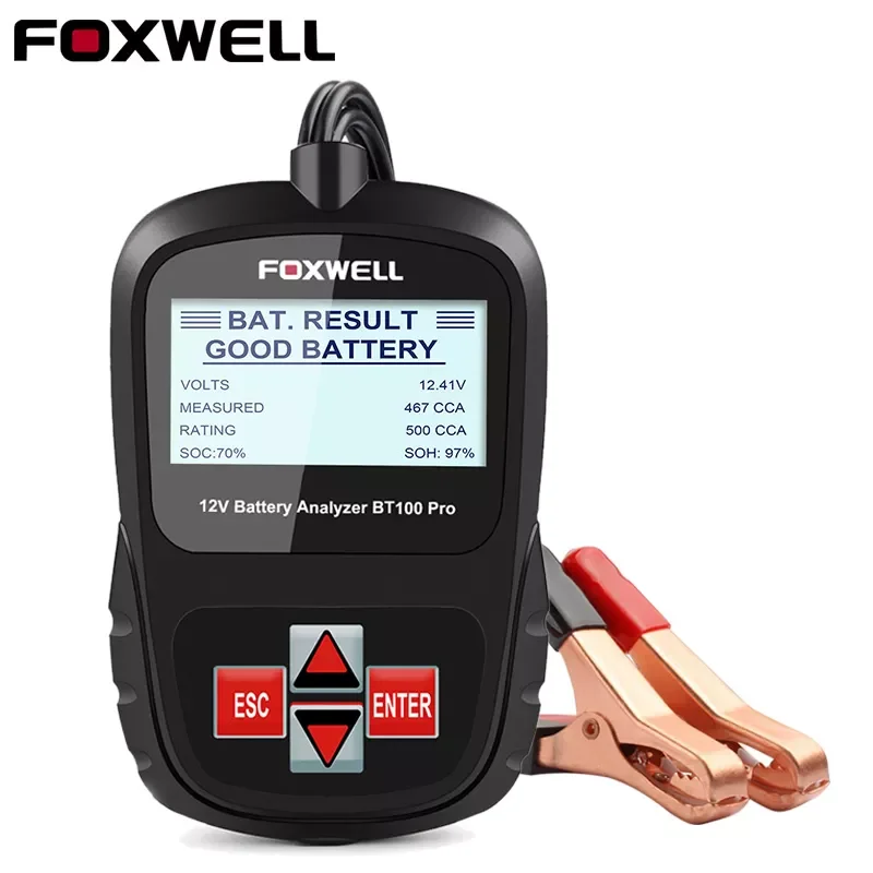 

FOXWELL BT100 Pro 12V Car Battery Tester for Lead Acid Flooded AGM GEL 12V Digital Battery Analyzer 100-1100CCA Diagnostic Tools