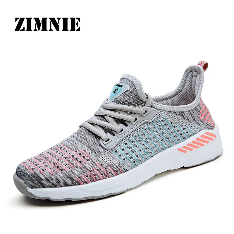 Gray Pink ZIMNIE, мужские кроссовки, Адаптивная обувь для бега, поглощающая ударные технологии, легкие спортивные кроссовки для фитнеса, женская обувь - Цвет: Gray Pink