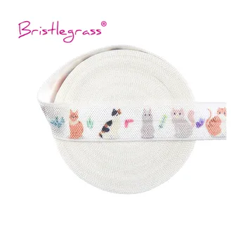 

BRISTLEGRASS 5 Yard 5/8" 15mm Cat Butterfly Print Fold Over Elastics FOE Spandex Satin Bands Hair Tie Headband Dress Sewing Trim