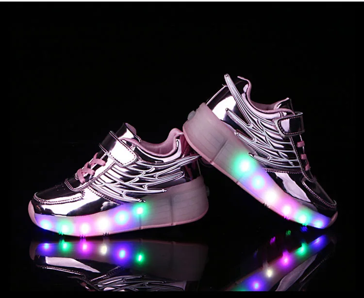 Heelys USB зарядка светодиодный Красочные Дети Мода кроссовки с одного колеса роликовые коньки обувь для мальчиков и девочек