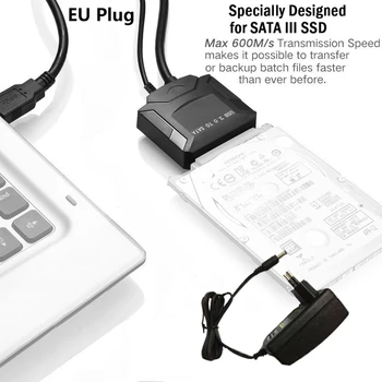

Promotion--USB 3.0 to SATA 2.5/3.5'' HDD SSD Hard Drive Disk Converter Cable Power Adapter EU Plug