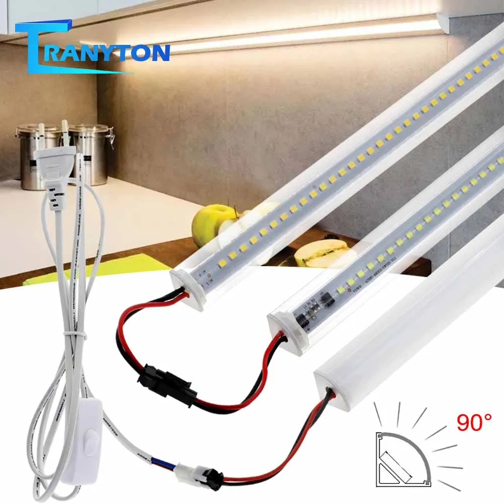 V-Type Wall Corner Tube 72 LEDs EU AC220V 50CM LED Bar Light Stick-on Wardrobe Closet Cabinet Desk Room Office Night Lamp