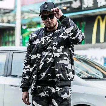 

New men's fat padded jacket loose casual trend camouflage shirt large size clothing
