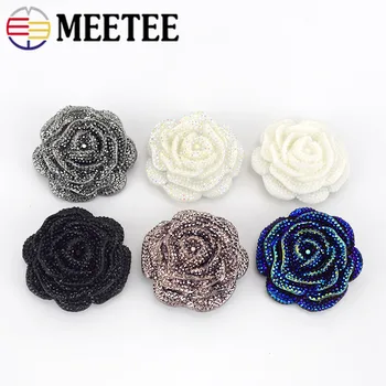 

Meetee 5/10/20pc 46mm Plastic Resin Rhinestone Buttons Rose Flower Coat Decor Buckle DIY Garment Scrapbooking Sewing Accessories