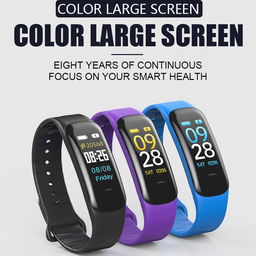 

Wholesale C1 Plus Color Screen Smart Bracelet Blood Pressure Smart Band Heart Rate Monitor Smart Fitness Tracker 20PCS/lot