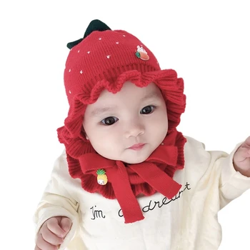 

WEIXINBUY Winter Baby Girl Warmer Scarf Hat With Cartoon Design Infant Collar Scarves Neckerchiefs Headwear Set