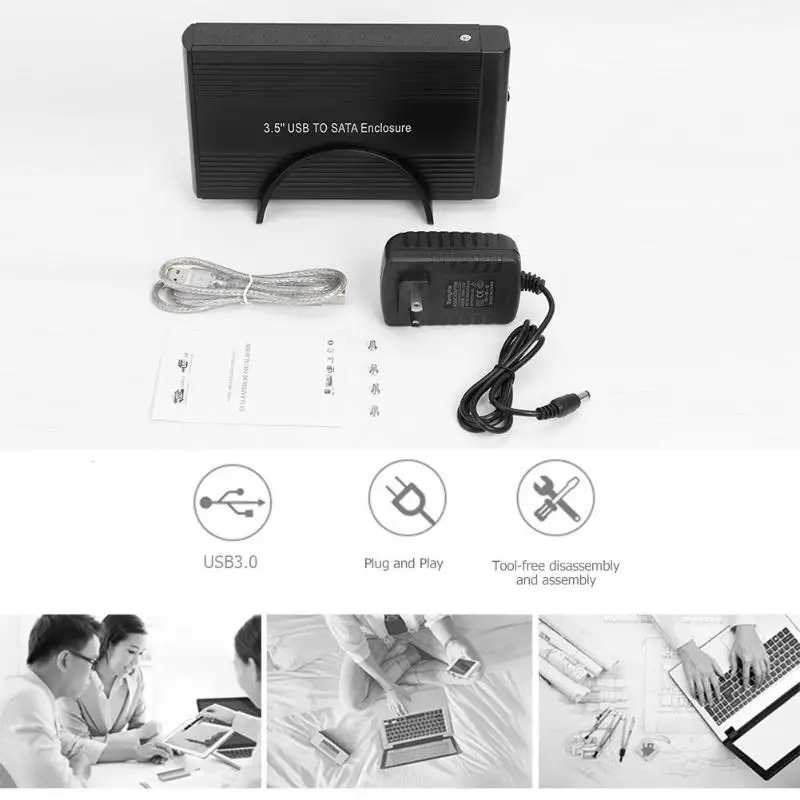 Vktech 3,5 дюймов жесткий диск чехол USB2.0 для SATA алюминиевый сплав внешняя крышка жесткого диска 480 Мбит/с для Windows 98/ME/2000/XP/7