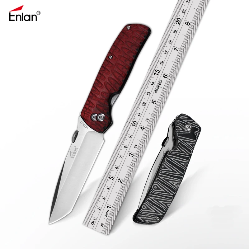 Складной нож Enlan L01MCT, черные карманные ножи Mikata/красные и черные цвета с деревянной ручкой для кемпинга, охоты, выживания, EDC инструменты|tool knife|knife 8cr13movhunting knive | АлиЭкспресс