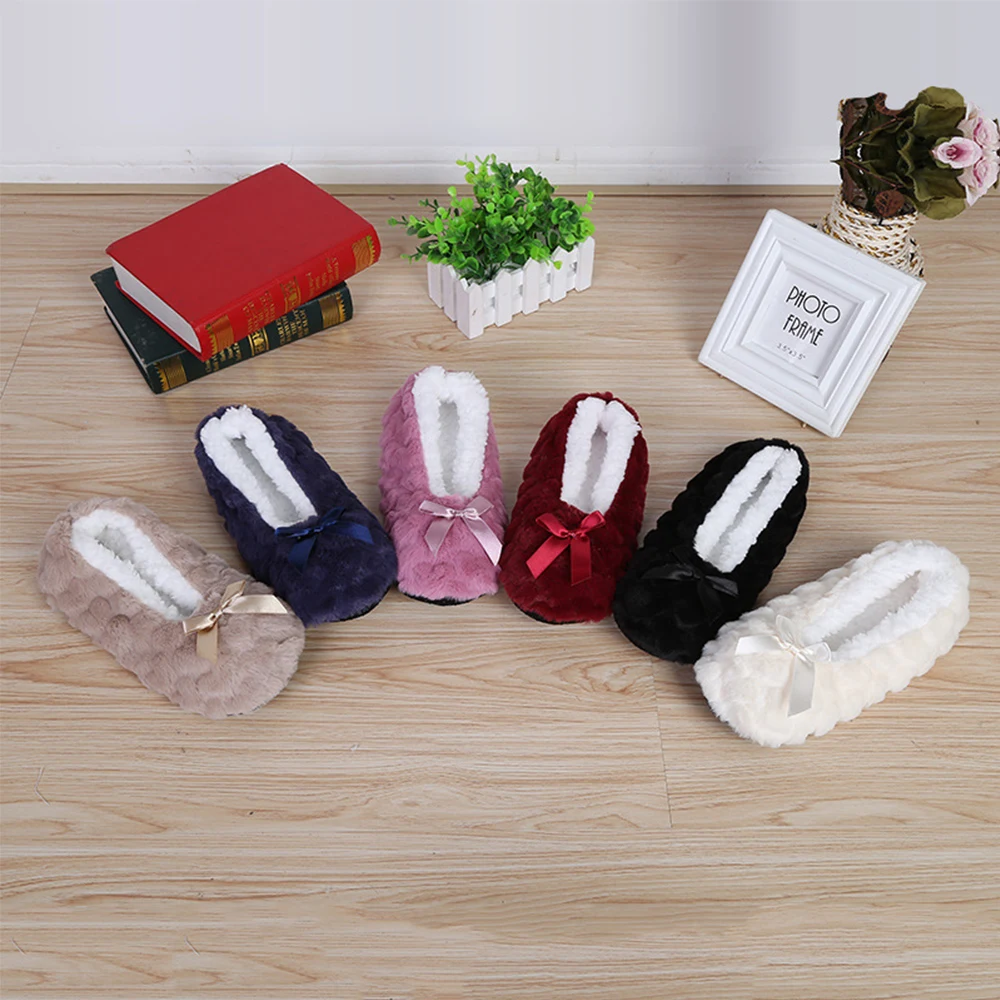 

Cute Indoor Home Slippers Warm Soft Plush Slippers Non-slip Indoor Fur Slippers Solid Color Cute Women Shoes new
