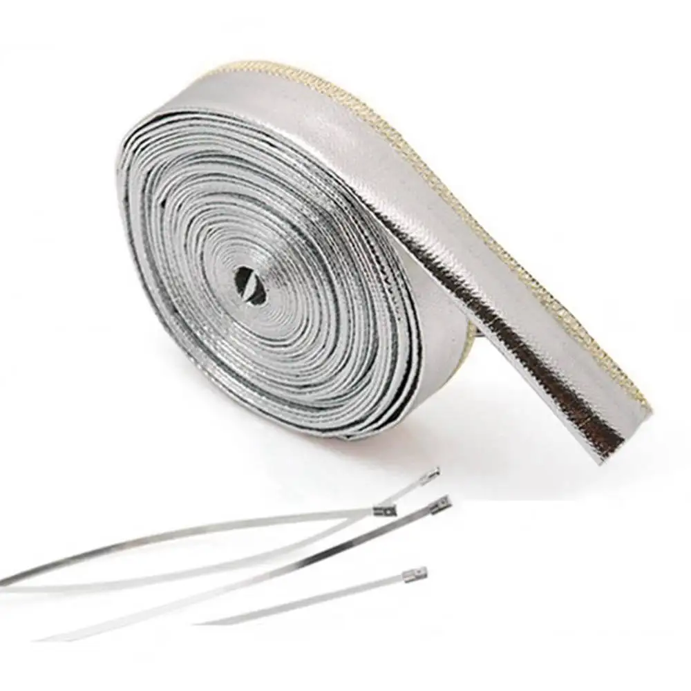 EPMAN Aluminized Metallic Heat Shield Sleeve Insulated Wire Hose Cover Loom 1diameters x 3 foot length 