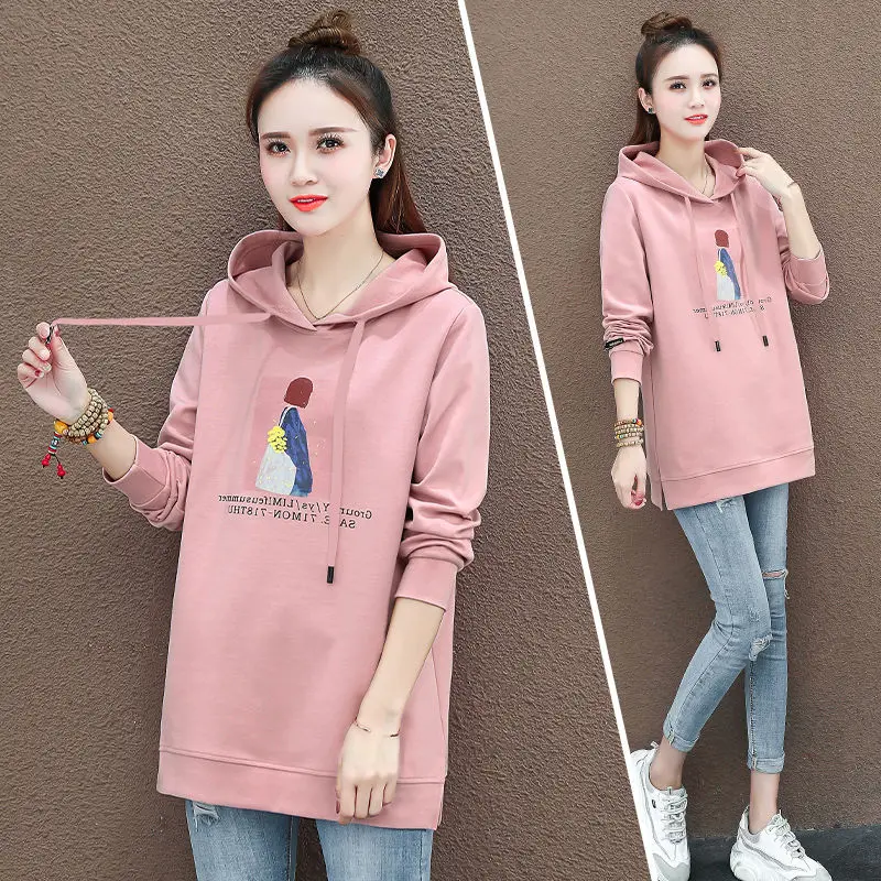 

Толстовка женская с капюшоном, свитшот, пуловер, Повседневная Свободная кофта в стиле Харадзюку, большие размеры 4XL D952, на осень-весну