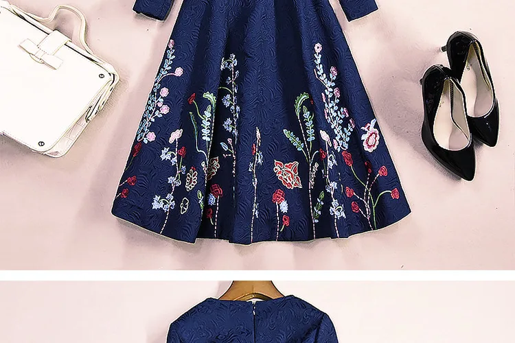 Осень, kpop, Вышитое жаккардовое женское платье с рукавом семь, vestidos elegantes falda, эстетичные женские платья, jupe femme, сексуальные