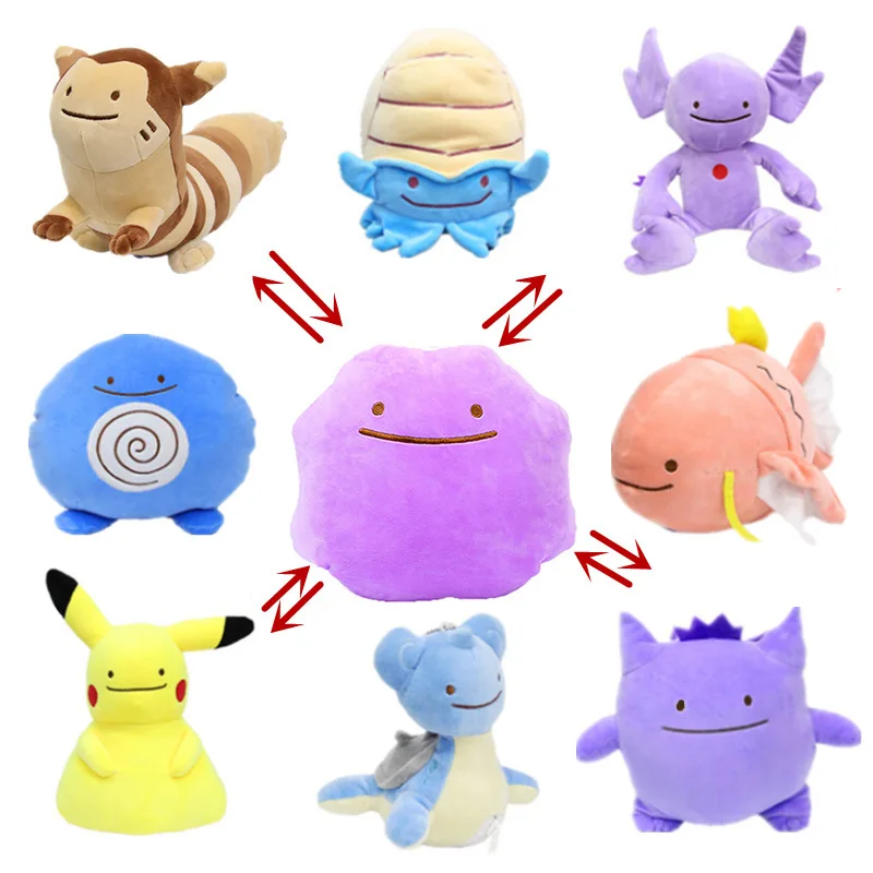 

20cm Anime Pocket Animasl Ditto Pillow Cushion Transfer Pikachu Snorlax Squirtle Bulbasaur Stuffed Plush Dolls Toy Kids Gift