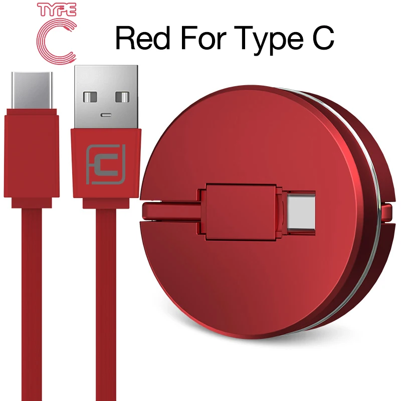 Red CAFELE для type-C USB кабель для быстрой зарядки выдвижной портативный кабель для Xiaomi Redmi note 7 6 5 4 для samsung usb type-C кабель - Цвет: Red
