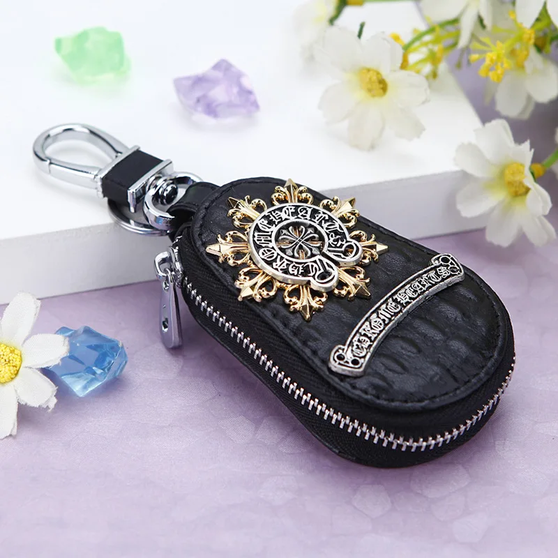 Style19 Fashion Black Cartoon Hello Kitty Keychain Exquisite Leather Zipper Wallet Keychain Woman Girl Handbag Wallet Pendant Jewelry - Цвет: Style19